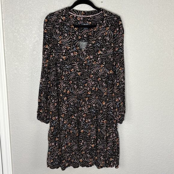 Anthropologie Maeve Swing Dress Long Bishop Slv Floral Boho Dark Romantic Sz L - Picture 2 of 5